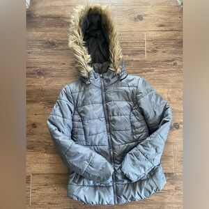 Gray Jacket with Faux Fur Hood Small rampage